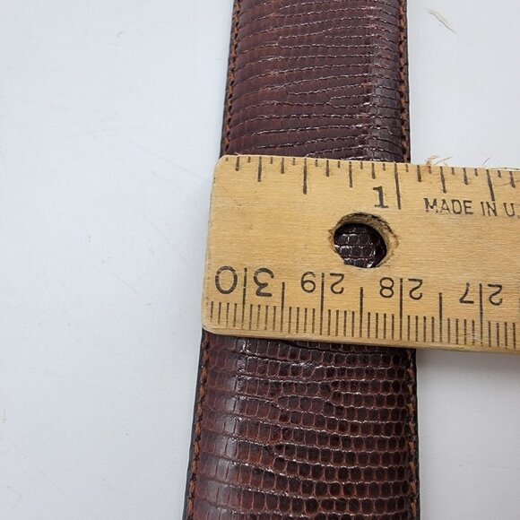 Cale Belt Spain Genuine Lizard & Crocodile 3 Piece Buckle Size 38 Chili Brown - Picture 11 of 12